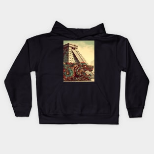 Mystical Echoes: Maya Art Revived in Vibrant Illustrations Kids Hoodie